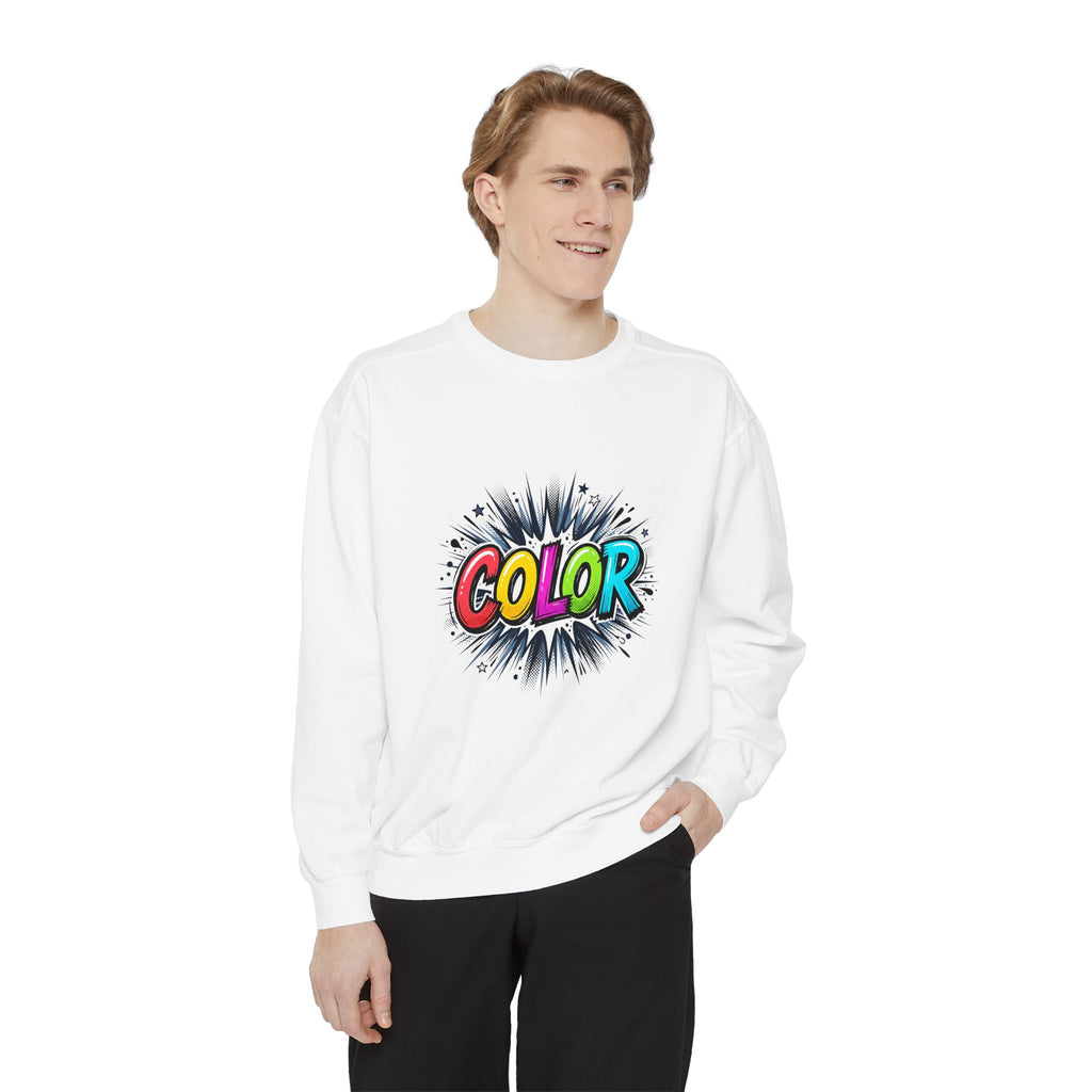 Color Pop Sweatshirt — Vibrant Comic Graphic Crewneck