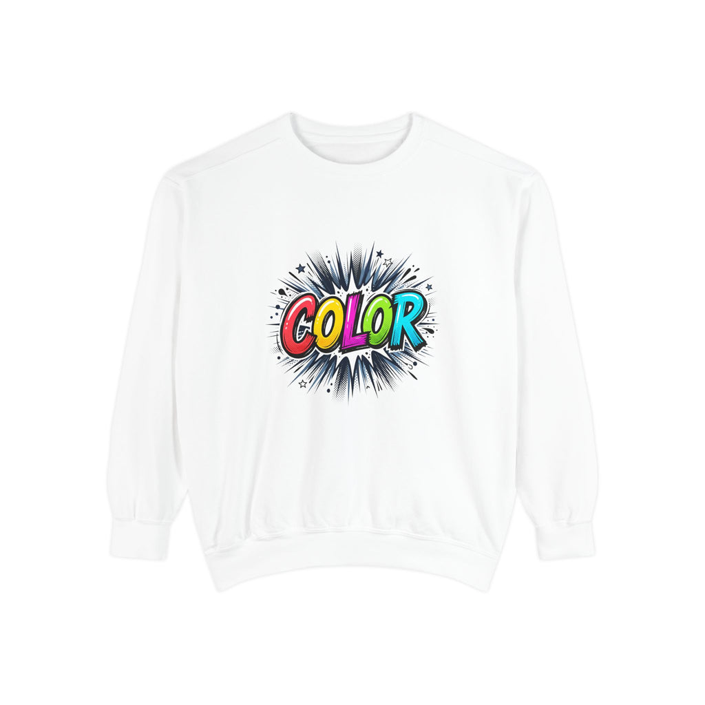 Color Pop Sweatshirt — Vibrant Comic Graphic Crewneck